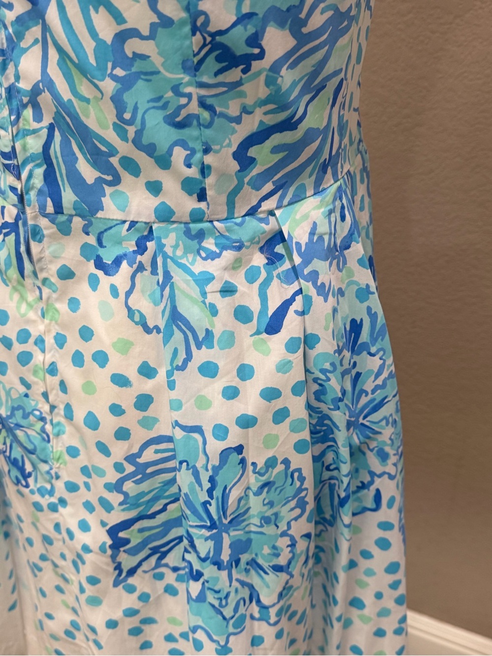Lilly Pulitzer Strapless White Dress with Blue Floral Print - Picture 2 of 8